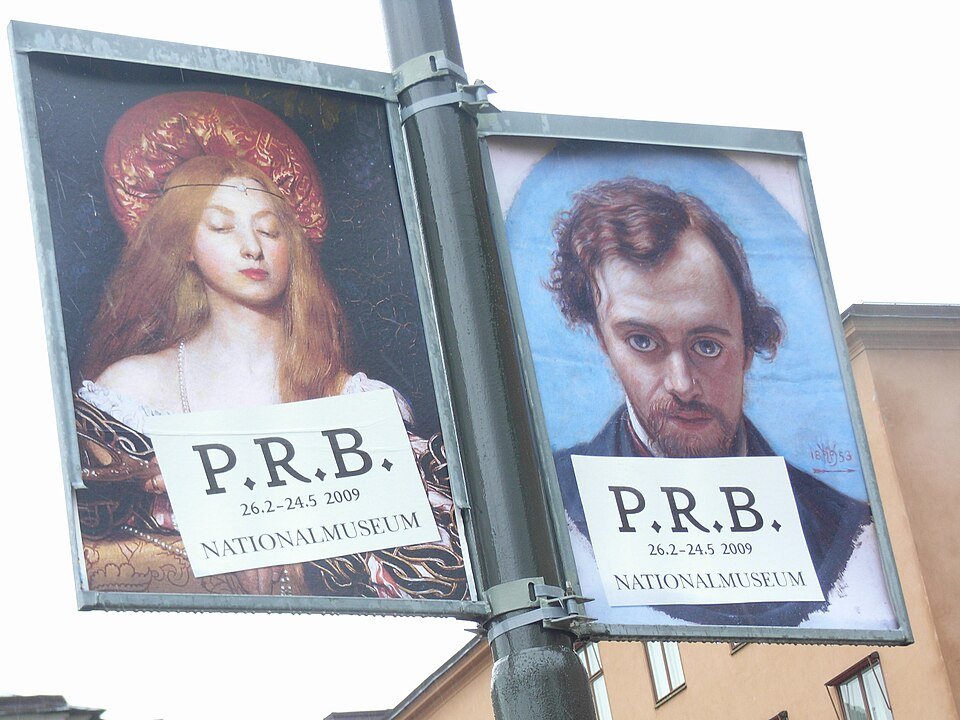 Carteles de una exposición dedicada a los Prerrafaelitas en Estocolmo